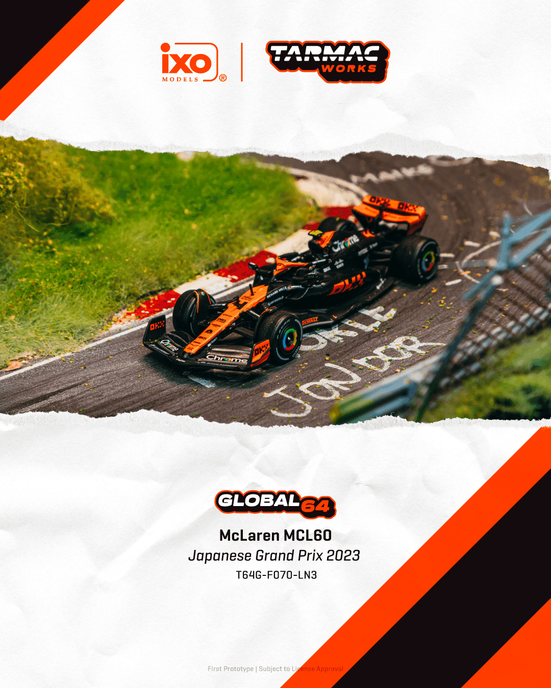 Tarmac Works 1:64 McLaren F1 MCL60 Japanese Grand Prix 2023 Lando Norris – 1:64 diecast car