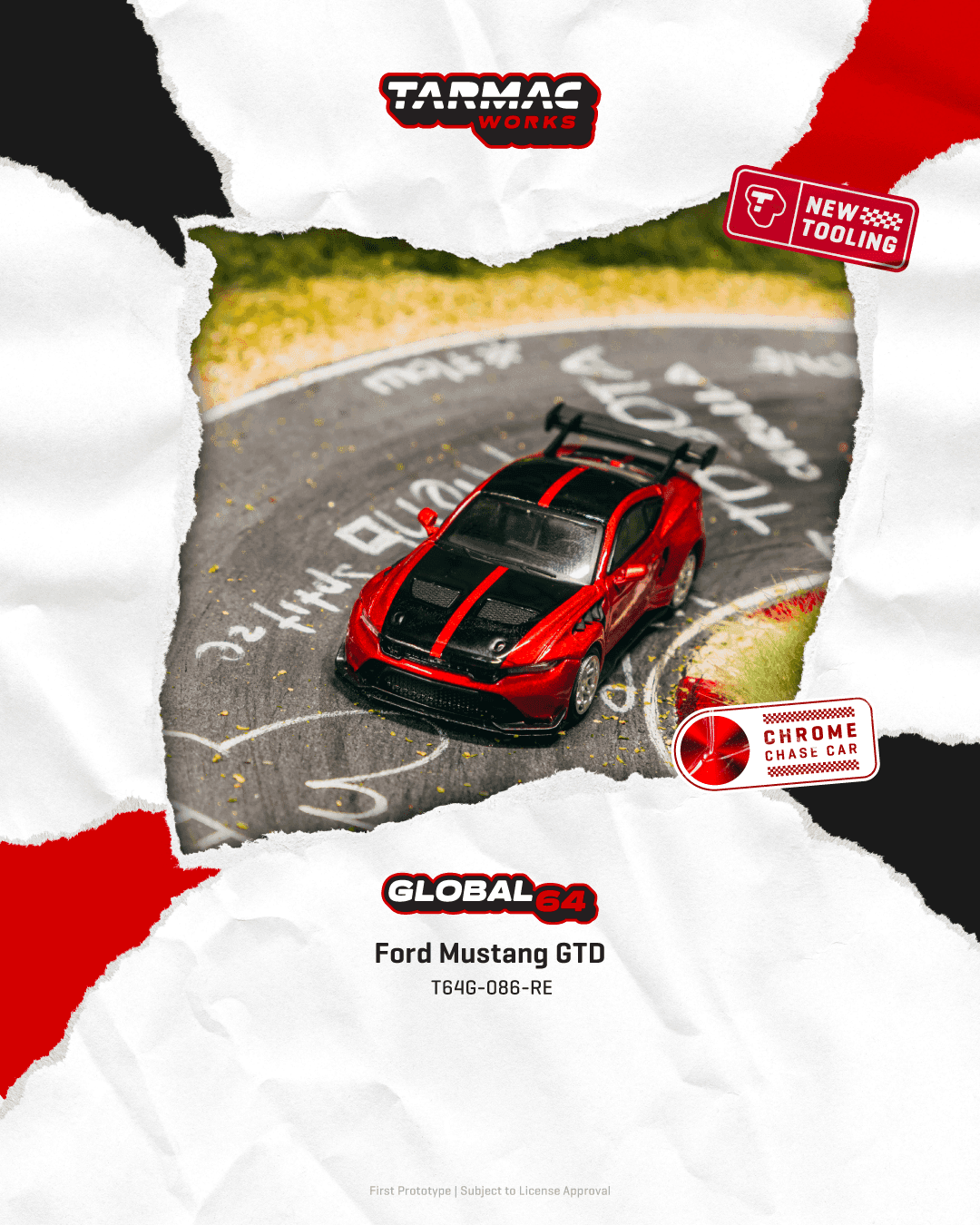 Tarmac Works 1:64 Ford Mustang GTD – Red – Global64 – 1:64 diecast car