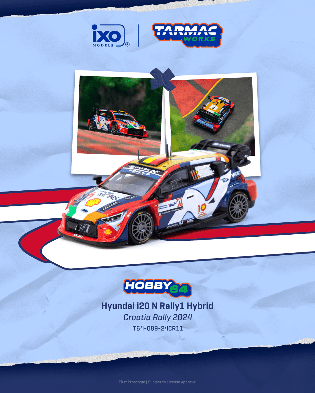 Tarmac Works 1:64 Hyundai i20 N Rally1 Hybrid Croatia Rally 2024 – 1:64 diecast car