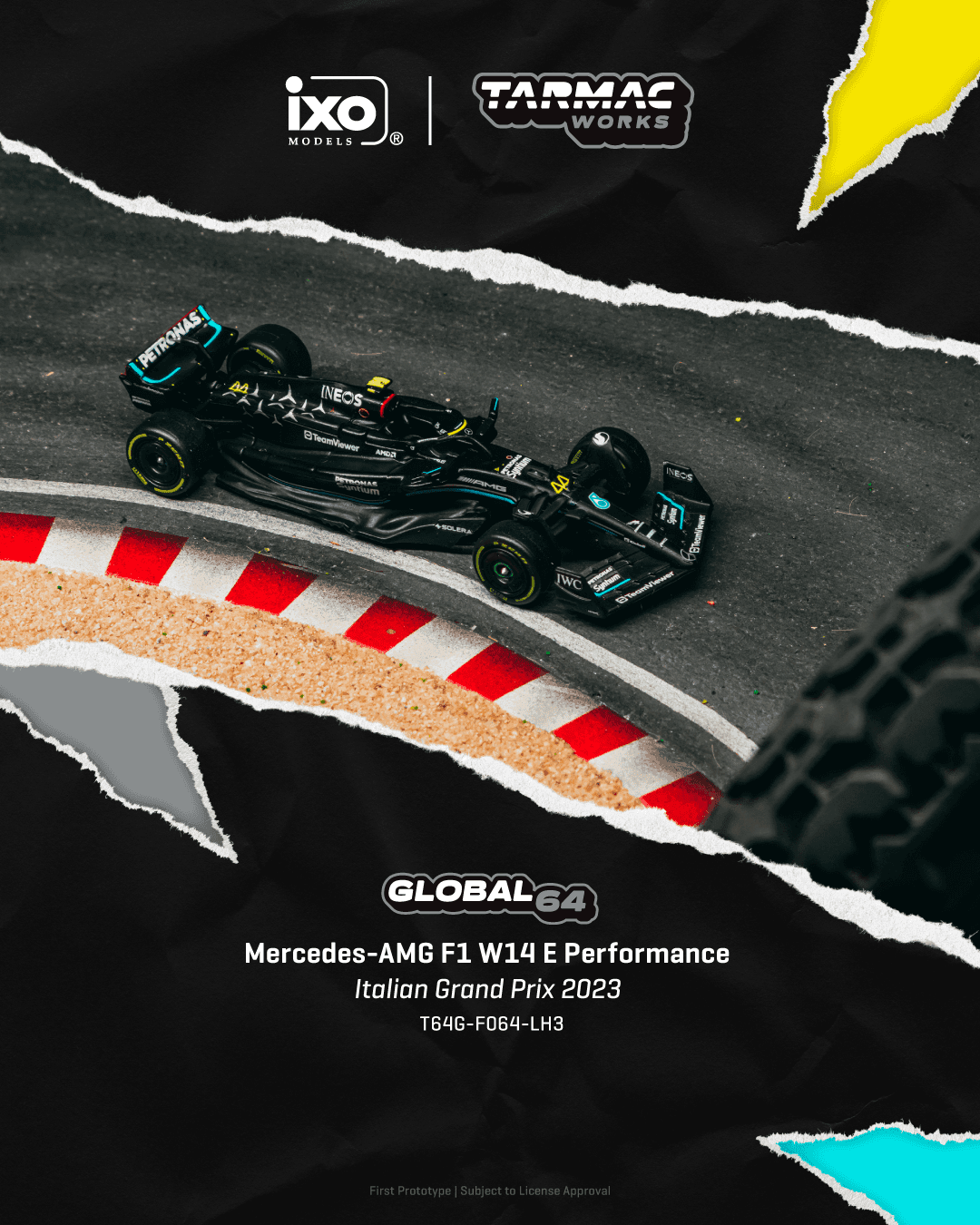 Tarmac Works 1:64 Mercedes-AMG F1 W14 E Performance Italian Grand Prix 2023 #44 Lewis Hamilton – 1:64 diecast car
