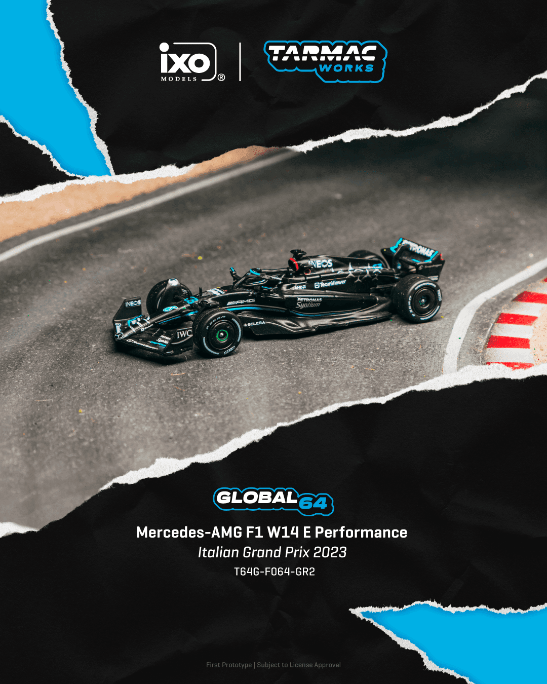 Tarmac Works 1:64 Mercedes-AMG F1 W14 E Performance Italian Grand Prix 2023 George Russell – 1:64 diecast car