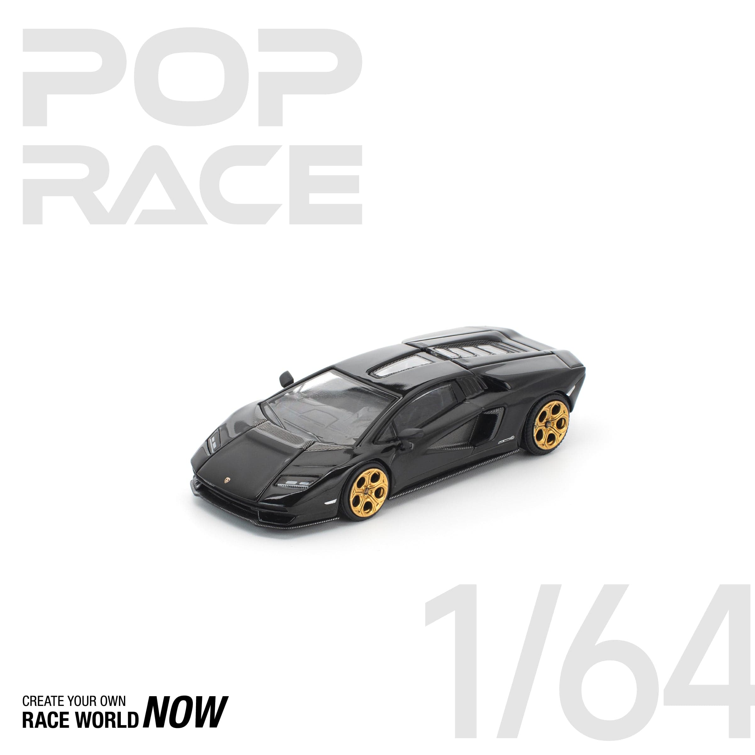 POPRACE 1:64 LAMBORGHINI COUNTACH LPI 800-4 DEEP BLACK – 1:64 POP Race diecast car