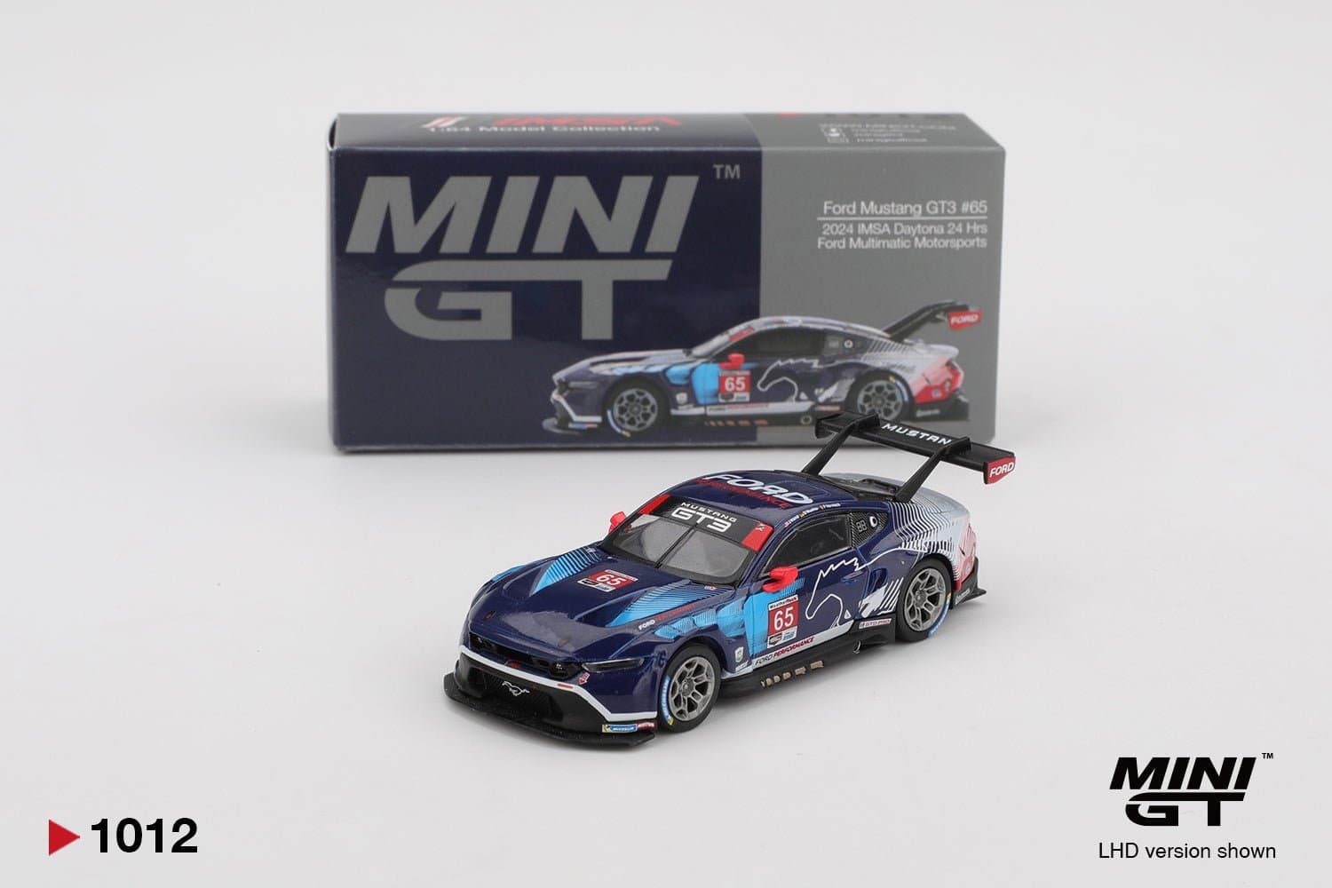 Ford Mustang GT3 #65 Ford Multimatic Motorsports 2024 IMSA Daytona 24 Hrs – 1:64 Mini GT diecast car