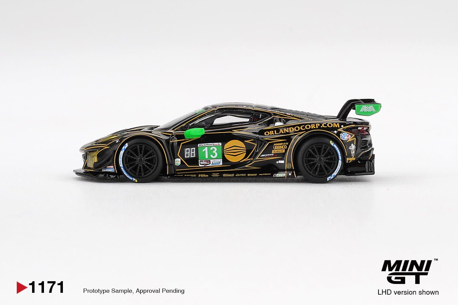 Chevrolet Corvette Z06 GT3.R #13 AWA 2025 IMSA Daytona 24 Hrs – 1:64 Mini GT diecast car