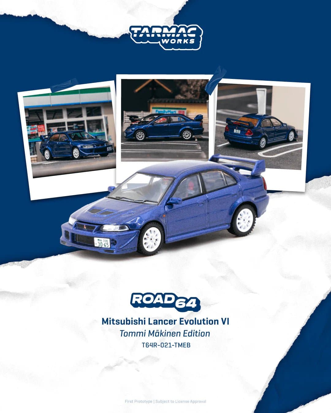 Tarmac Works 1:64 Mitsubishi Lancer Evolution VI Tommi Mäkinen Edition Blue – 1:64 diecast car