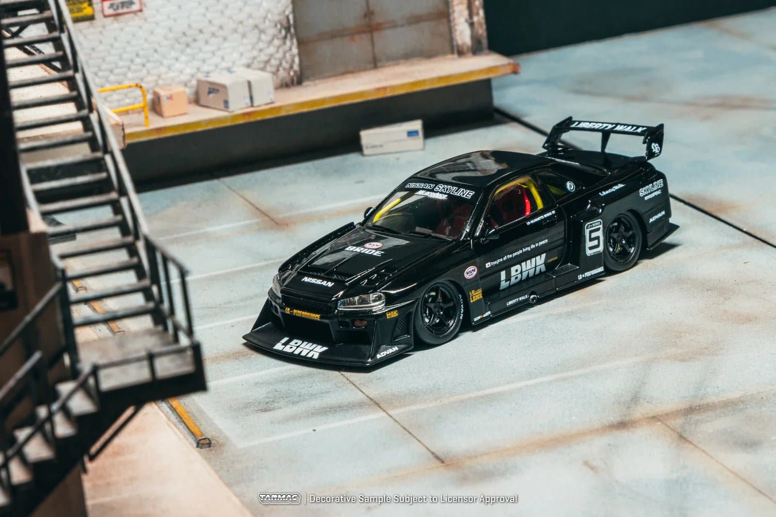 Tarmac Works 1/43 Liberty Walk LB-ER34 Super Silhouette SKYLINE Black - HOBBY43 – 1:43 diecast car