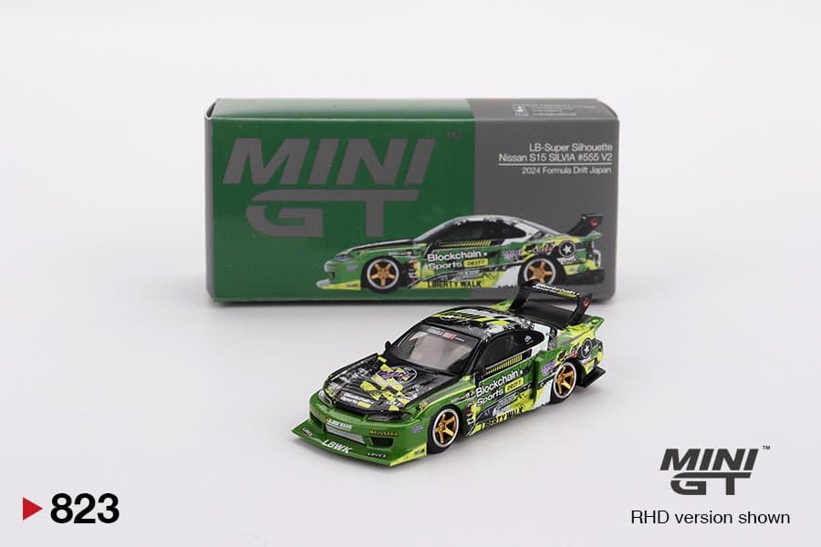 Nissan LB-Super Silhouette S15 SILVIA #555 V2 2024 Formula Drift Japan – 1:64 Mini GT diecast car
