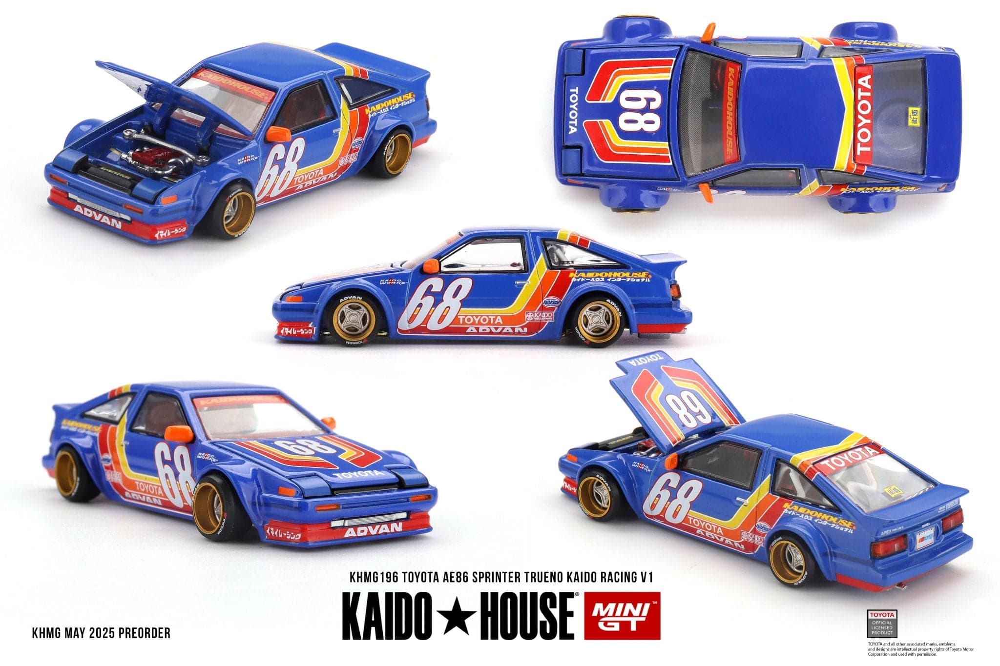 Toyota AE86 Sprinter Trueno Kaido Racing V1 – 1:64 Kaido House diecast car