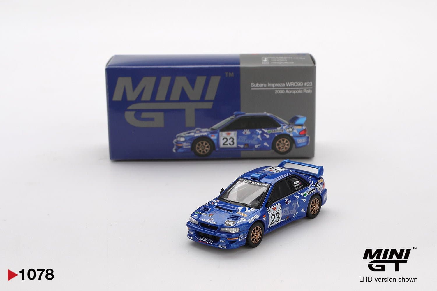 Subaru Impreza WRC99 #23 2000 Acropolis Rally – 1:64 Mini GT diecast car