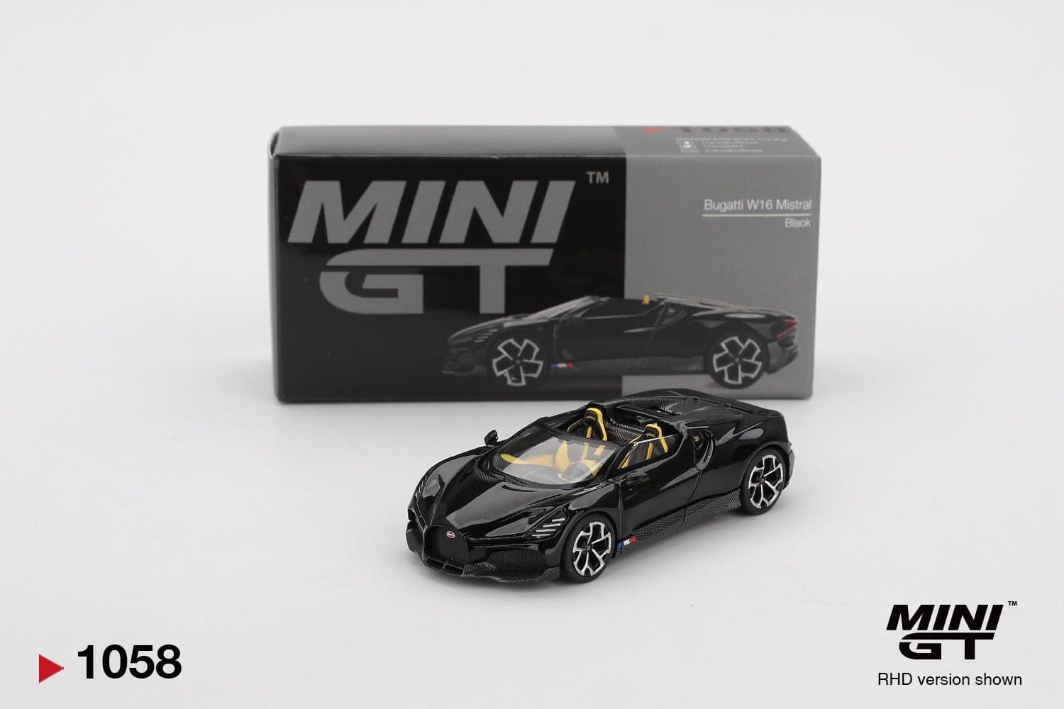 Bugatti W16 Mistral Black – 1:64 Mini GT diecast car
