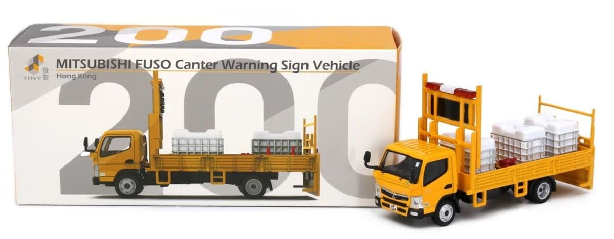 TINY CITY 200 Die-cast Model Car - MITSUBISHI FUSO Canter Warning Sign Vehicle – 1:64 diecast car
