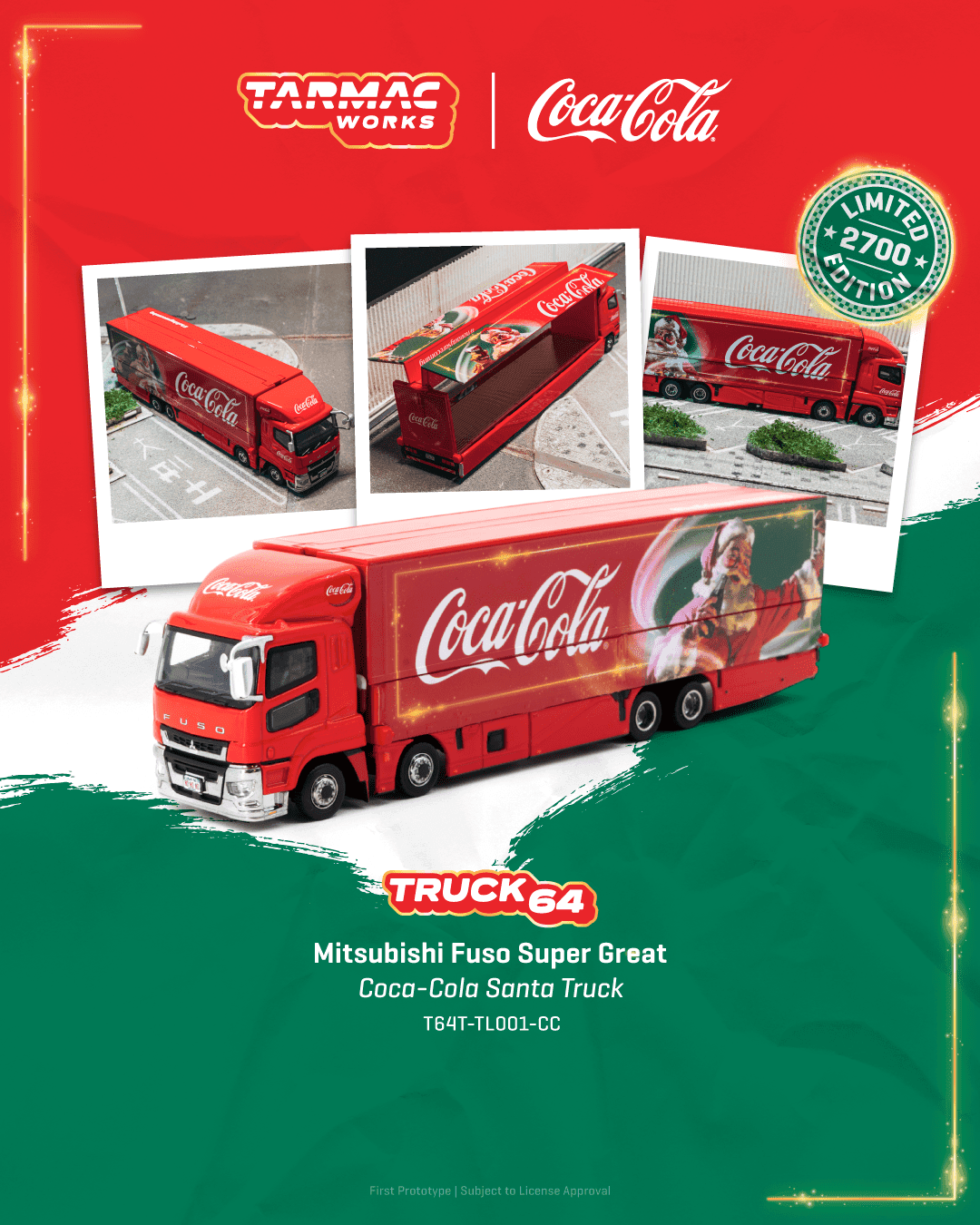 Tarmac Works 1:64 Mitsubishi Fuso Super Great Coca-Cola Santa Truck – 1:64 diecast car