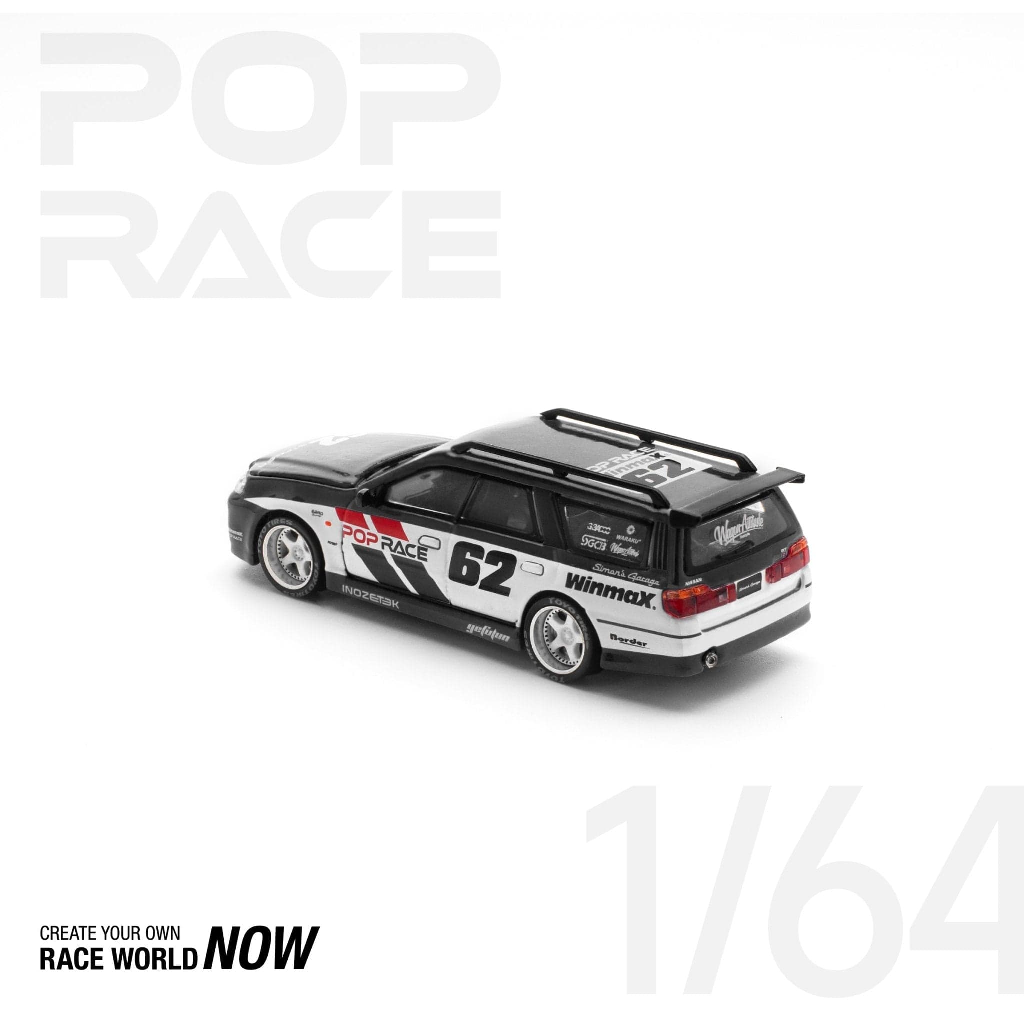POPRACE 1:64 NISSAN STAGEA SIM0N'S GARAGE #62 - BLACK – 1:64 POP Race diecast car