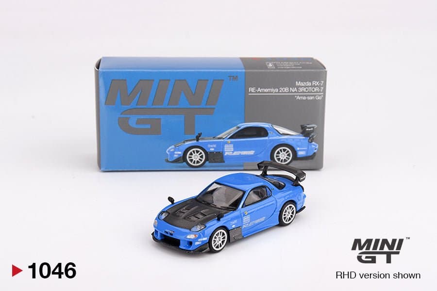 Mazda RX-7 RE-Amemiya 20B NA 3ROTOR-7 “Ama-san Go” – 1:64 Mini GT diecast car