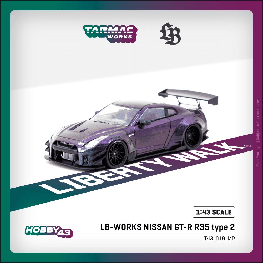 Tarmac Works LB-WORKS NISSAN GT-R R35 Type 2 Midnight Purple HOBBY43 – 1:64 diecast car