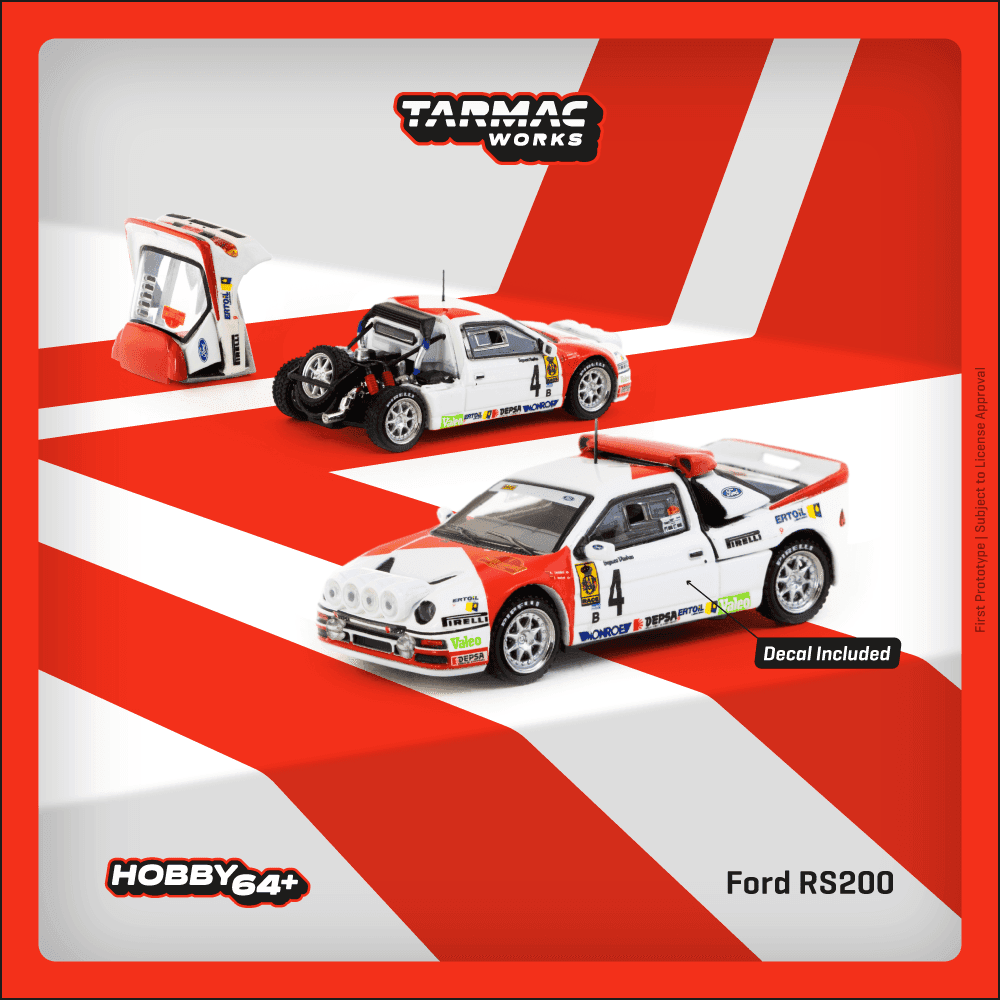 Tarmac Works 1:64 Ford RS200 Rallye Catalunya 1986 – 1:64 diecast car