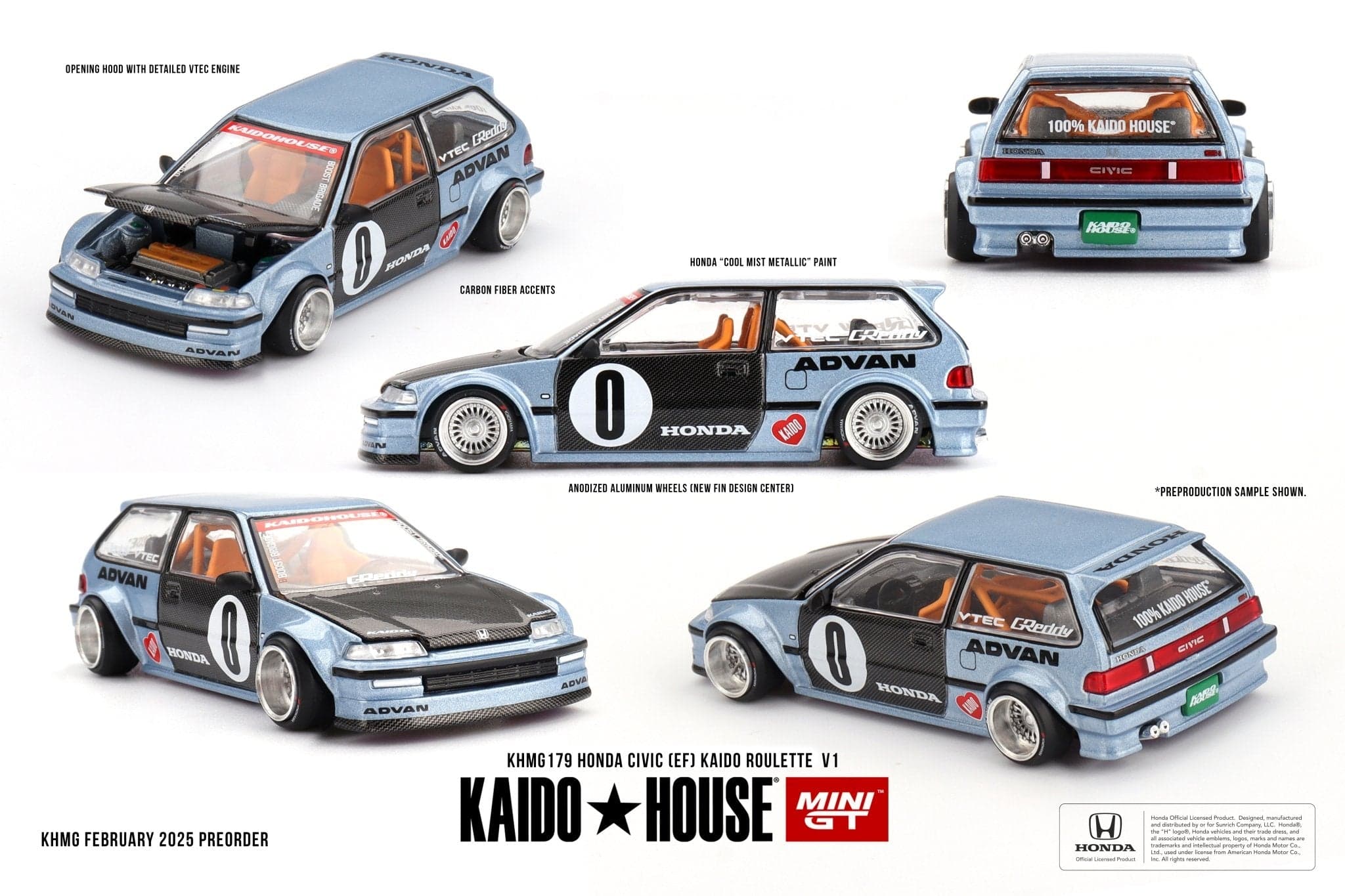 Honda Civic (EF) Kaido Roulette V1 – 1:64 Kaido House diecast car