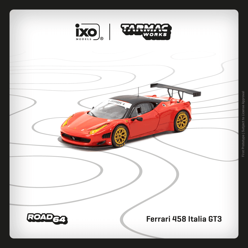 Tarmac Works X iXO Models 1/64 Ferrari 458 Italia GT3 Red - ROAD64 – 1:64 diecast car