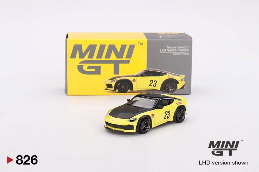 Nissan Z LB★NATION WORKS Ikazuchi Yellow – 1:64 Mini GT diecast car