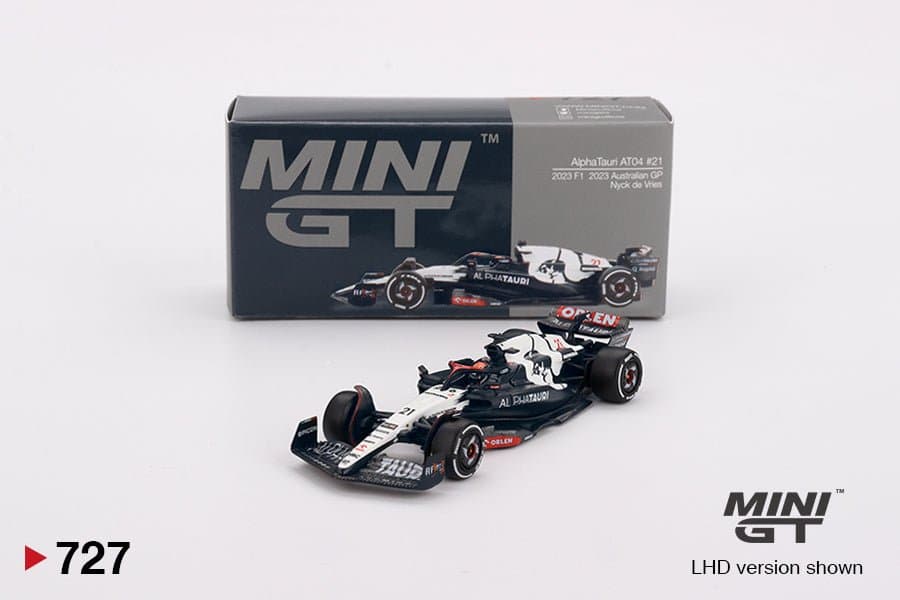 MINI GT AlphaTauri AT04 #21 Nyck de Vries F1 2023 Australian GP – 1:64 diecast car