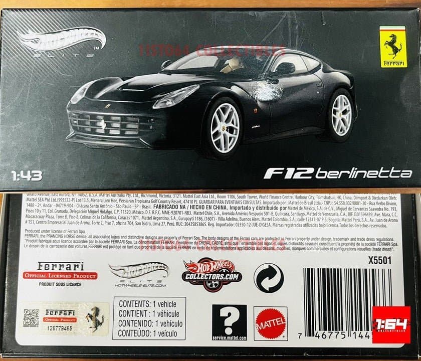 Ferrari F12 Berlinetta Red Elite Edition 1/43 by Hotwheels X5499 – 1:43 HW Elite diecast car
