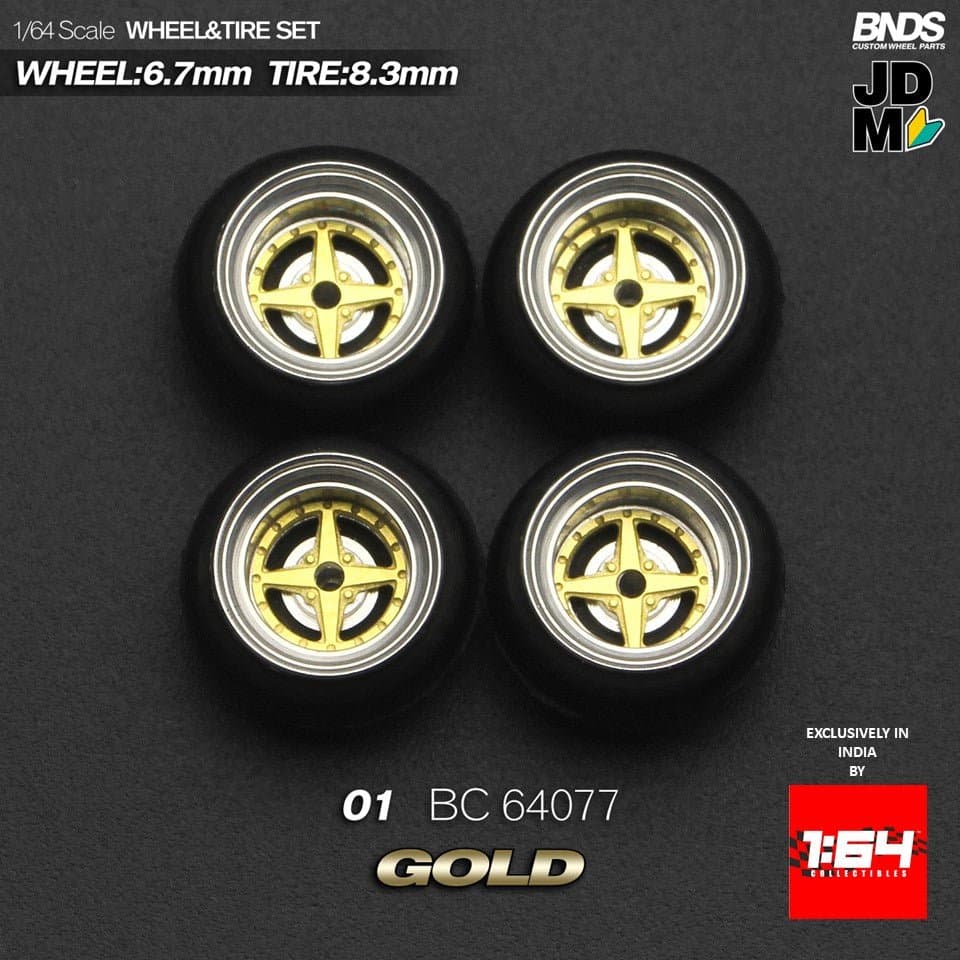 BNDS by Mot Hobby 1/64 Diecast Wheels and Tire Set - Alloy Classic 15-inch/8.3mm | BC64077-BC64078 – MotBnds