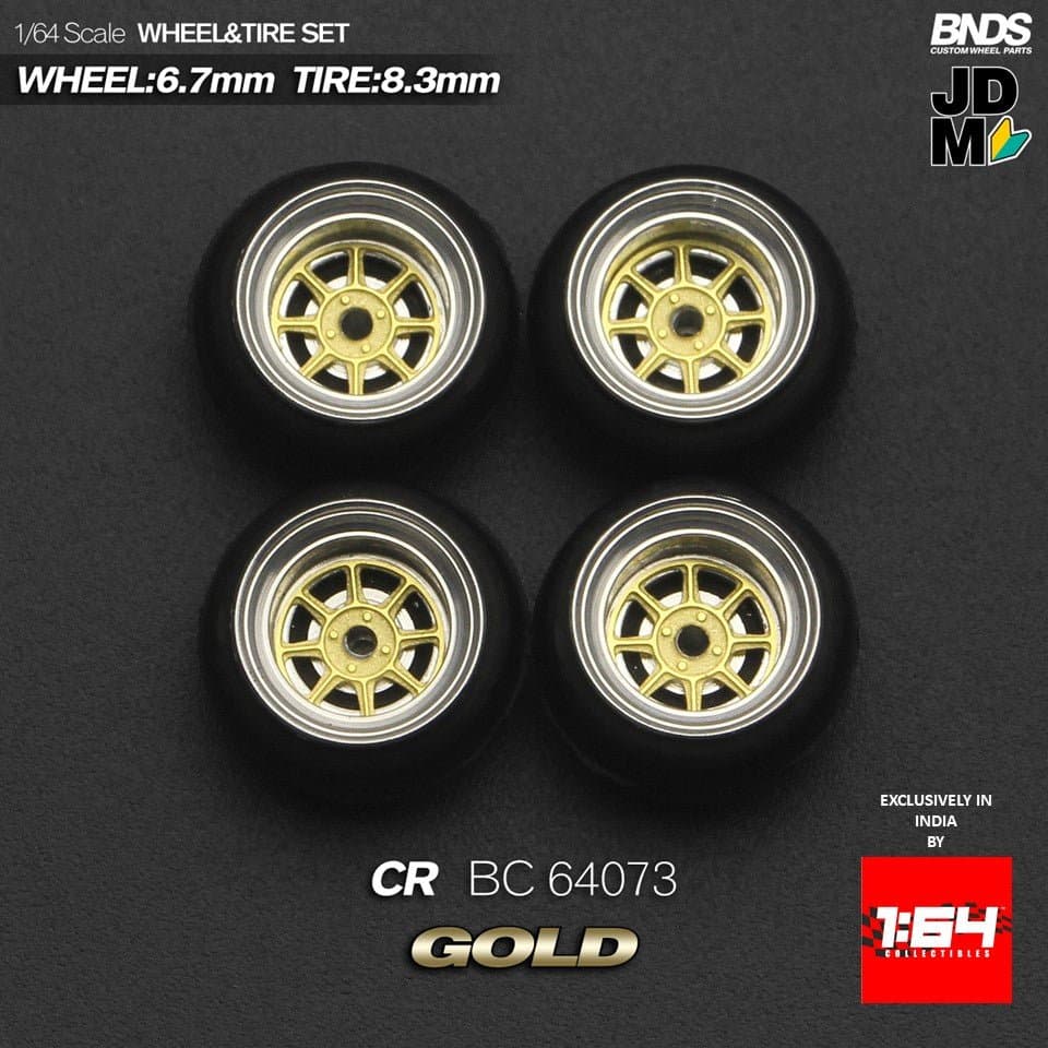 BNDS by Mot Hobby 1/64 Diecast Wheels and Tire Set - Alloy Classic 15-inch/8.3mm | BC64073 – MotBnds