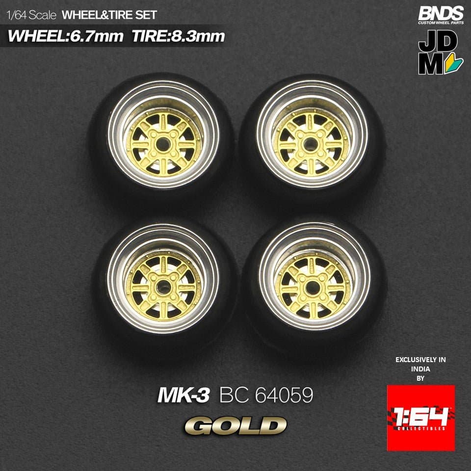 BNDS by Mot Hobby 1/64 Diecast Wheels and Tire Set - Alloy Classic 15-inch/8.3mm | BC64059 – MotBnds
